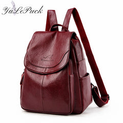Women High Leather Travel Backpack for Girls