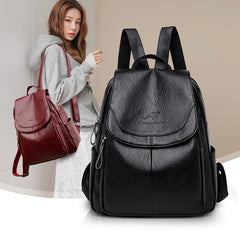 Women High Leather Travel Backpack for Girls