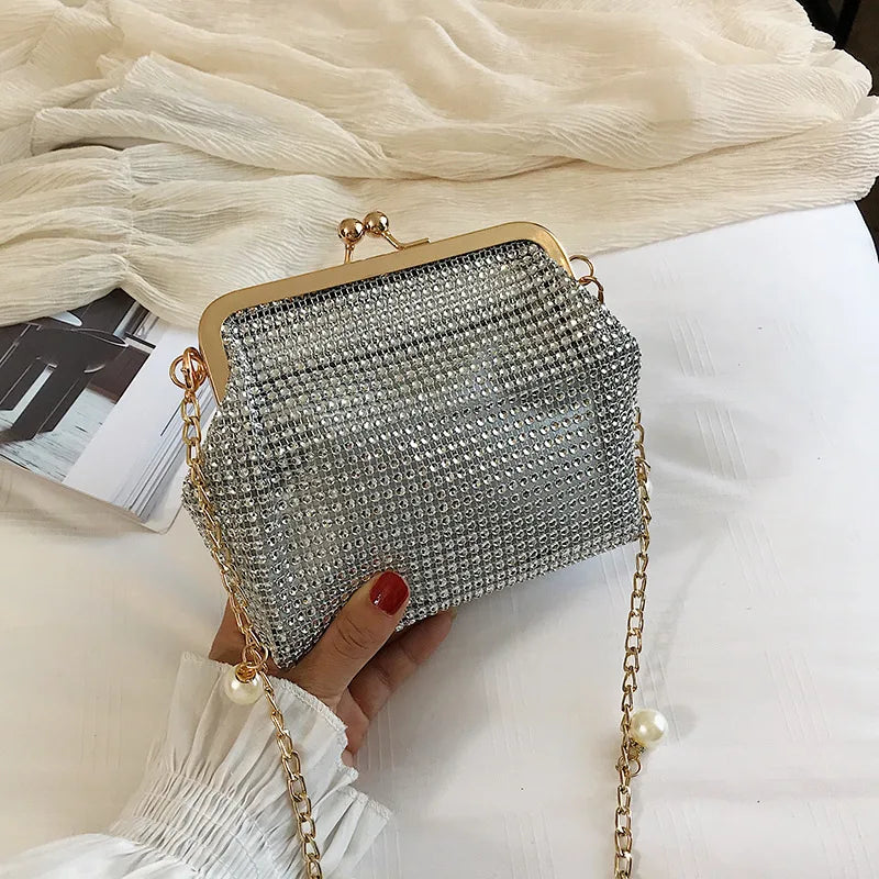 Vintage Hollow Female Bag Diamond Evening Purse for Wedding Party