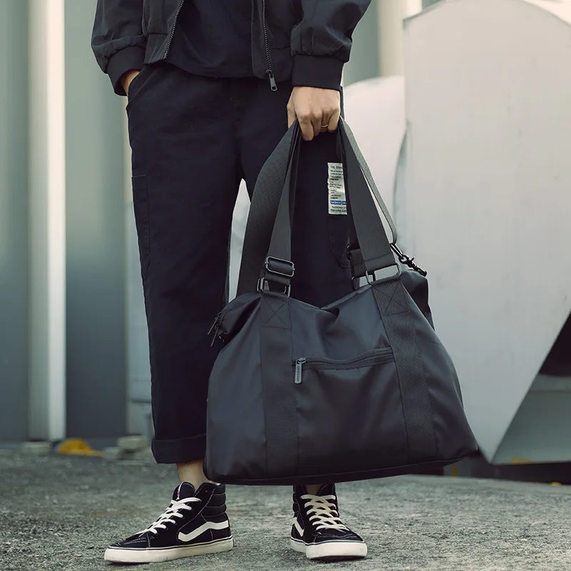 Men's Nylon Travel Bag Large Capacity Luggage Lightweight Casual Shoulder Tote