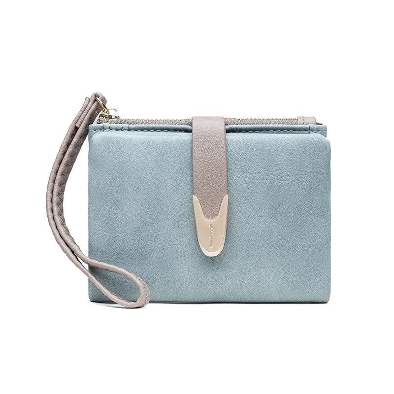 Women's Leather Wallet Engraved with Name Zipper Purse