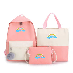 Cartoon Print Girls Backpack Set School Bags Kids Travel Backpack 4pcs