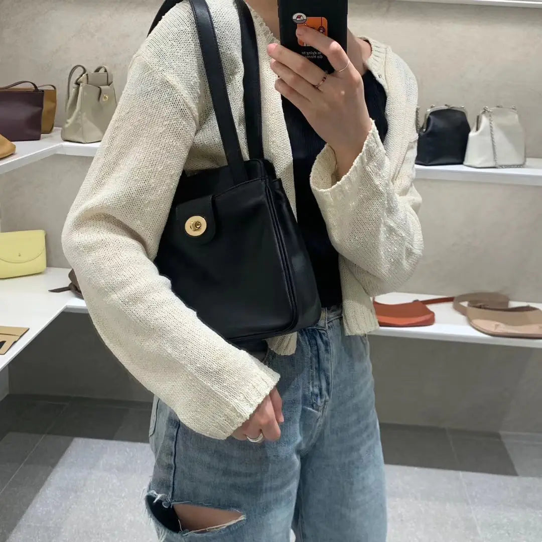 Soft Leather Bucket Handbag for Women Large Capacity Shoulder Bag