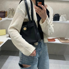 Soft Leather Bucket Handbag for Women Large Capacity Shoulder Bag