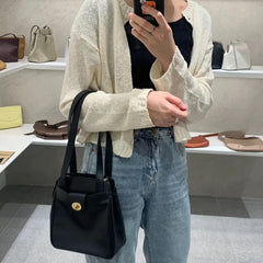 Soft Leather Bucket Handbag for Women Large Capacity Shoulder Bag
