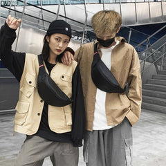 Canvas Waist Bag Unisex Chest Bag Casual Travel Fanny Pack Banana Pocket