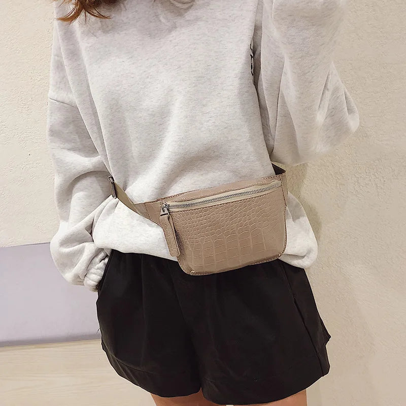Crocodile Pattern Women's Belt Bag & Mini Messenger Chest Bag