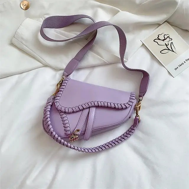Saddle Women Bag PU Material Hasp Zipper One Shoulder Handle