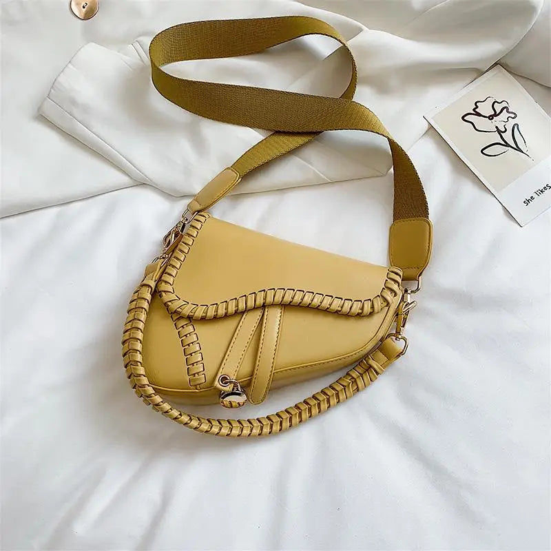 Saddle Women Bag PU Material Hasp Zipper One Shoulder Handle
