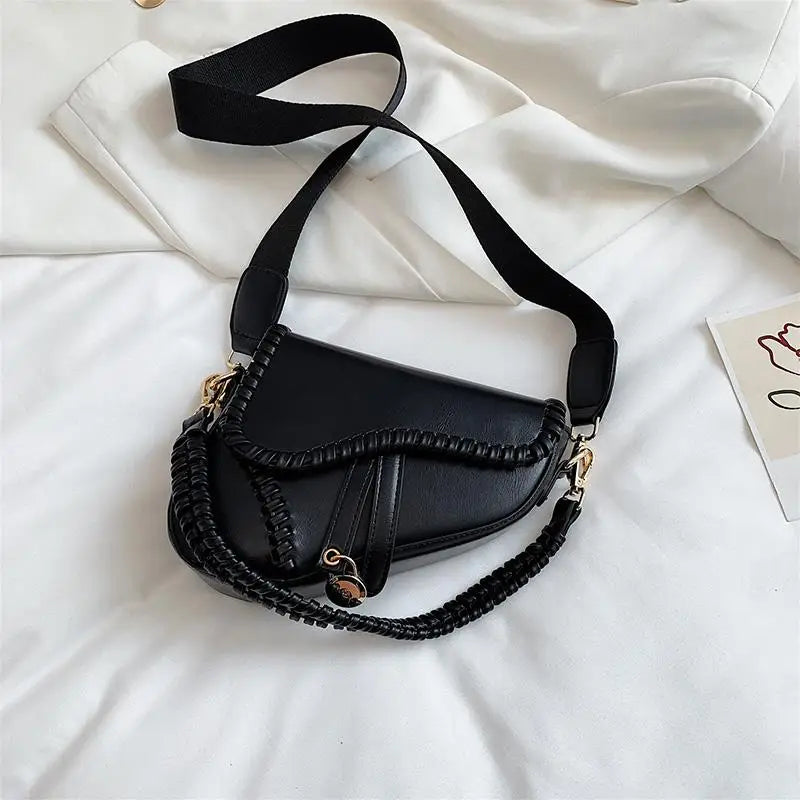 Saddle Women Bag PU Material Hasp Zipper One Shoulder Handle