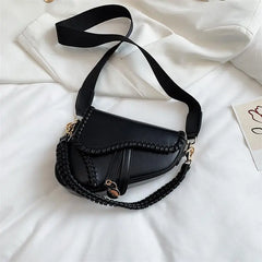 Saddle Women Bag PU Material Hasp Zipper One Shoulder Handle