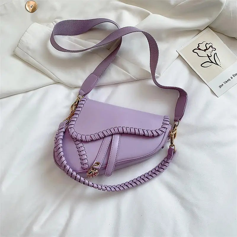 Saddle Women Bag PU Material Hasp Zipper One Shoulder Handle