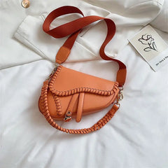 Saddle Women Bag PU Material Hasp Zipper One Shoulder Handle