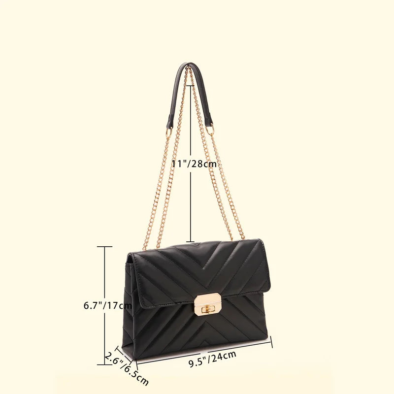 Vintage Chain Women Messenger Bag Lingge Underarm Bag