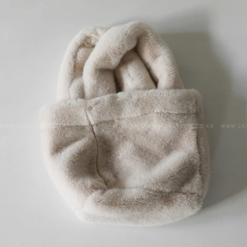Soft Faux Fur Tote Plush Top-handle Bag Women Fluffy Handbag