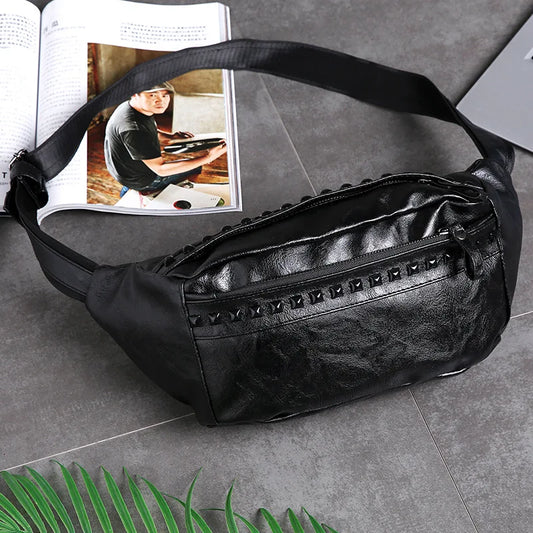 Men's Rivet Chest Bag All Matching Style Backpack
