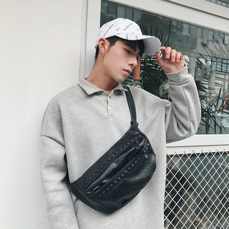 Men's Rivet Chest Bag All Matching Style Backpack
