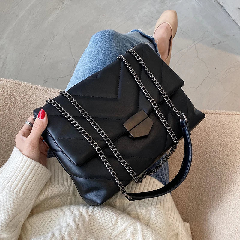 Rhombus Chain Crossbody Retro Tote Handbag