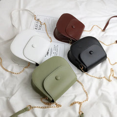 Retro Chain Shoulder Bag Mini Crossbody Solid Color PU Women Bag