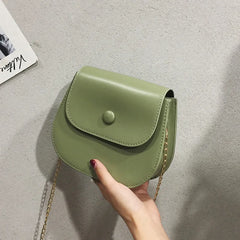 Retro Chain Shoulder Bag Mini Crossbody Solid Color PU Women Bag