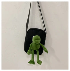 Canvas Messenger Bag with Doll Frog Design