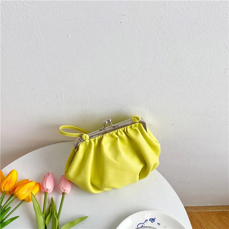 Soft Leather Handbag Pleated Cloud Shoulder Dumplings Bags Women Messenger Bag