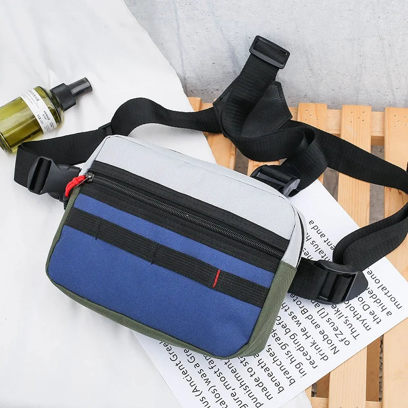 Tri-Strap Chest Bags Streetwear Chest Rig Pack Men Women Patchwork
