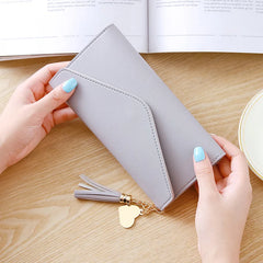 Women Wallets Long Clutch Bag with Heart Pendant