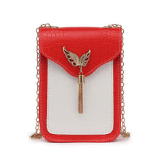 Retro Crocodile Pattern Mini Shoulder Bag with Tassel, Chain, and Flap