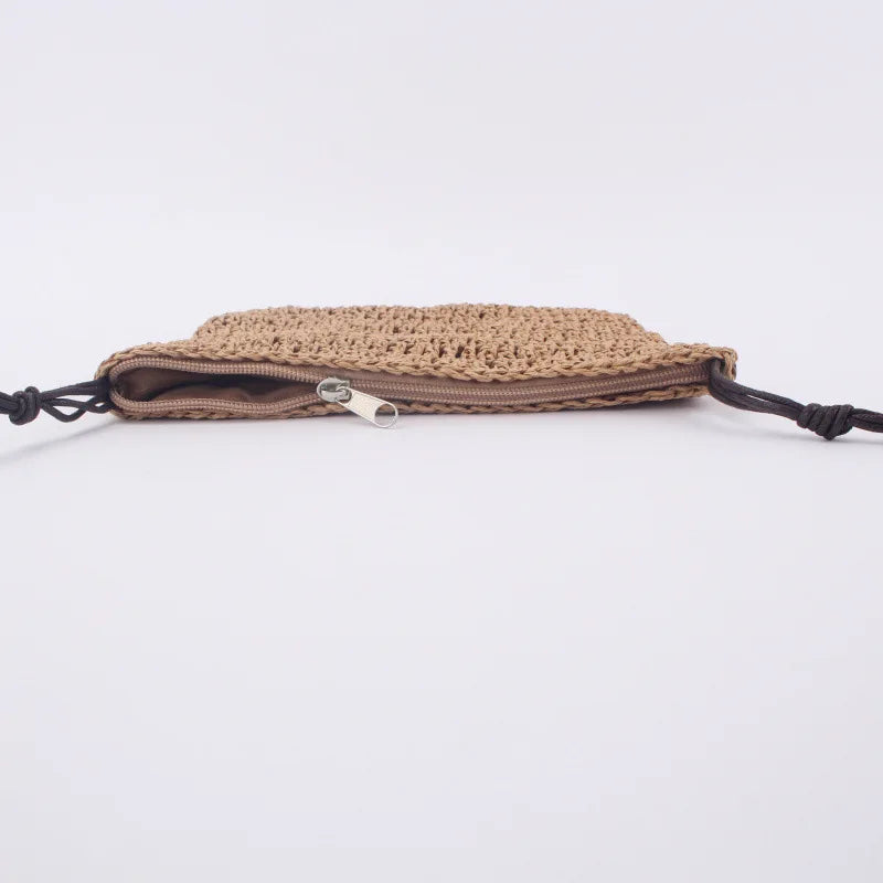 Straw Shoulder Crossbody Bag, Wild Mobile Phone Small Square Bag