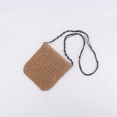 Straw Shoulder Crossbody Bag, Wild Mobile Phone Small Square Bag