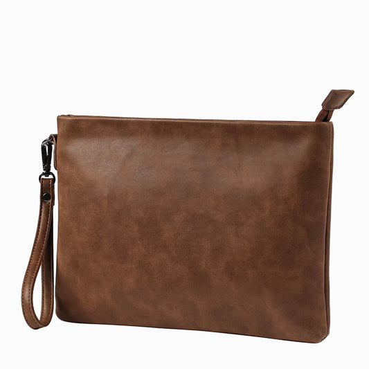 Men's Crazy Horse Leather Clutch Handbag for Business