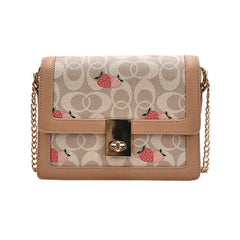 Casual Strawberry Print Shoulder Messenger Bag Chain Female Bag