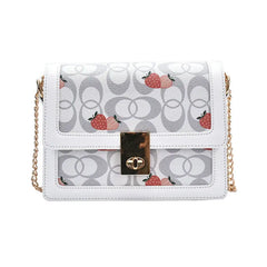 Casual Strawberry Print Shoulder Messenger Bag Chain Female Bag