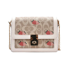 Casual Strawberry Print Shoulder Messenger Bag Chain Female Bag
