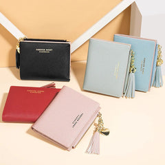 Tassel Women Wallet Small Short Leather Zipper Purse Clutch