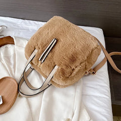Soft Plush Winter Crossbody Tote Bag for Women