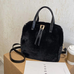 Soft Plush Winter Crossbody Tote Bag for Women