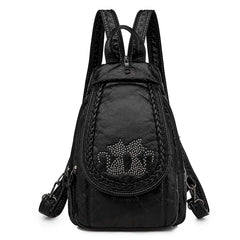 Women Leather Backpacks High Leather School Bagss for Teenage Girls