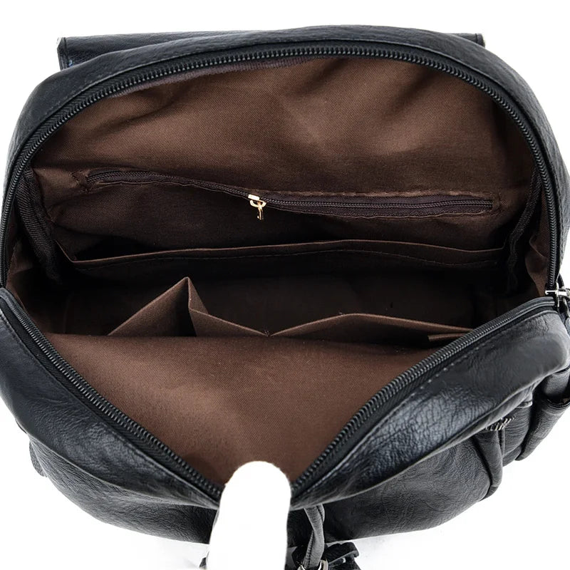 Vintage Leather Backpack for Women Girls School Travel