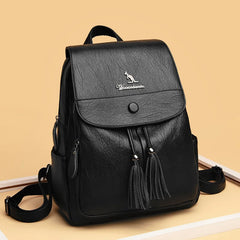 Vintage Leather Backpack for Women Girls School Travel
