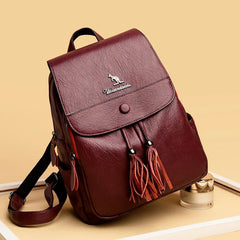 Vintage Leather Backpack for Women Girls School Travel