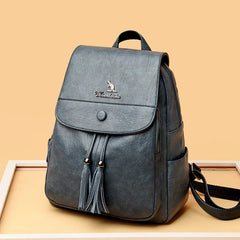 Vintage Leather Backpack for Women Girls School Travel