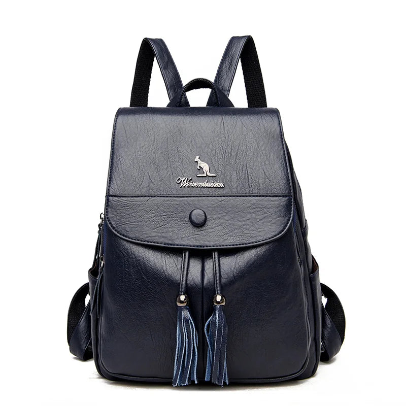 Vintage Leather Backpack for Women Girls School Travel