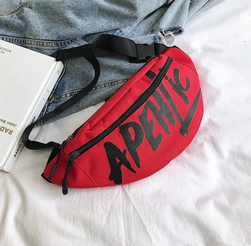 Women Waist Packs Travel Chest Pouch Messenger Crossbody Letters 4Colors