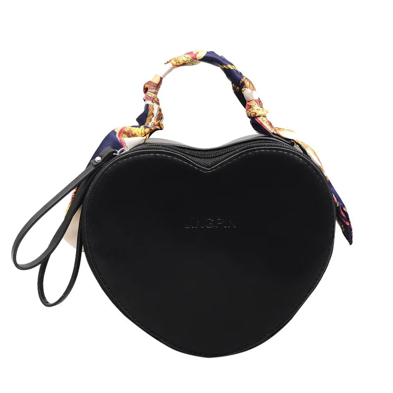 High-end Peach Heart Silk Scarf Small Bag