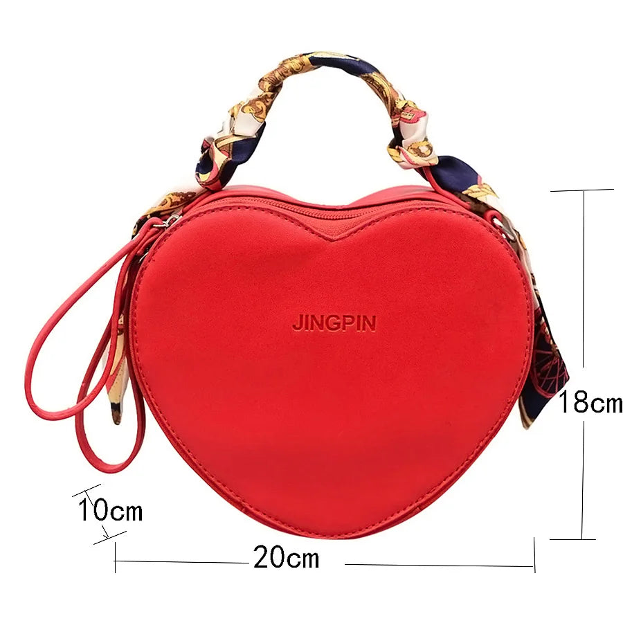 High-end Peach Heart Silk Scarf Small Bag