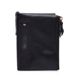 Men's RFID Leather Wallet Double Zipper Clutch Bag
