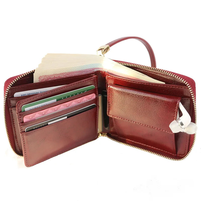 Leather Wallet Couple Wallet Large Capacity Cowhide Square Bag