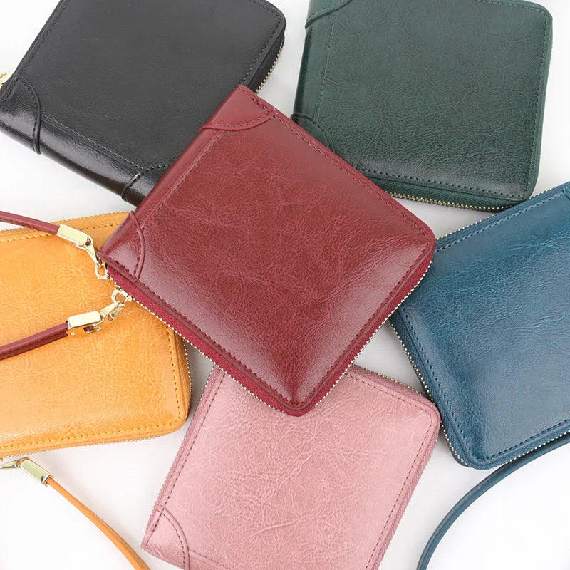 Leather Wallet Couple Wallet Large Capacity Cowhide Square Bag